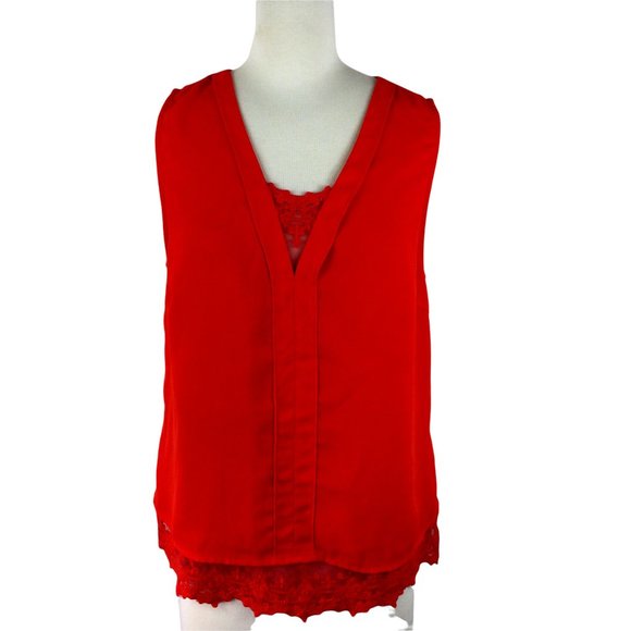 Skies Are Blue Tops - Skies are Blue Deep Peach Layered Tank, Medium